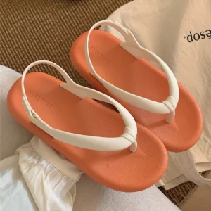 Women's Sandals Summer Solid Color Platform Cozy Herringbone Slippers Outdoor Beach Slippers Waterproof Sandals ladies Shoes - Image 1