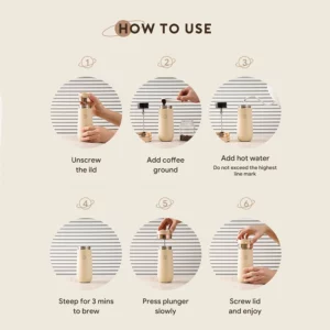 320ML French Press Coffee Tea Maker Stainless Steel Portable Coffee Pot Insulated Travel Mug with Plunger Filter for Outdoor - Image 4