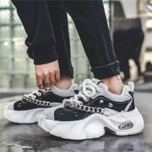 Fashion Blue Denim Casual Sneakers Men Original Designer Platform Shoes Men Increase Heel Hip Hop Chunky Sneakers Mens Trainers - Image 5