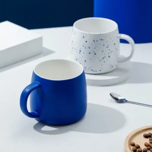 500ml Blue Ceramic Mug Gift Package Coffee Cup Creative design Splash ink Breakfast Oatmeal Cup Festival Gift Porcelain Mug - Image 5
