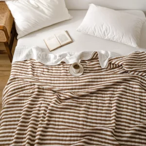Summer Autumn Thin Quilt 100% Cotton Blankets Striped Knitted Comfortable Washable Bed Blanket Quilting Suitable for Adults Kids - Image 3