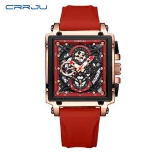 CRRJU Fashion Sports Watches with Large Dial Unique RectangularHollow Design Quartz Wristwatches with Chrongraph Auto Date - Image 2