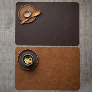 Home Kitchen Heat Resistant Leather Placemats Cafe bar Cleaning Wipeable Washable Place Mat Indoor Outdoor Mats & Pads - Image 2