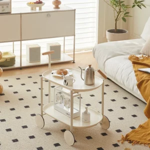 Creative sofa side table with internet celebrity minimalist ins cart movable wheels modern small unit coffee table storage rack - Image 3