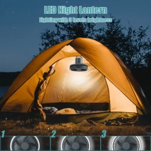 10000mAh Camping Fan Rechargeable Desktop Portable Circulator Wireless Ceiling Electric Fan with Power Bank LED Lighting - Image 4