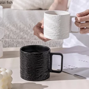 Solid Color Stone Patterned Ceramic Mug Creative Couple Cup Water Cup Office Large Capacity Coffee Cup Milk Cups Home Tea Cups - Image 3