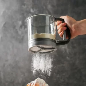 Plastic Flour Sifter for Baking, Powder Sugar Shaker with Hand Press Design, Fine Mesh Flour Sifter Sieve Kitchen Baking Tool - Image 2