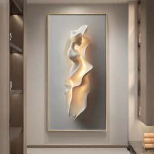 Minimally Abstract Entrance Decoration Painting High-end Relief Feeling Hanging Painting Room Decoration Wall Lamp Led Light - Image 7