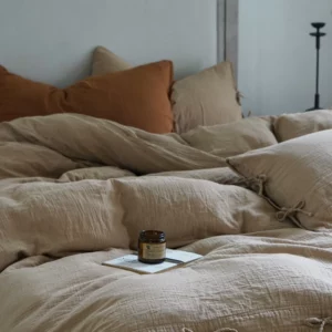 Cotton Gauze Bedding Set 1Duvet Cover 2pcs Pillowcase 1 Bed Sheet Plain Double Muslin Pleat Bed Sheet Quilt Cover Bedding Set - Image 3