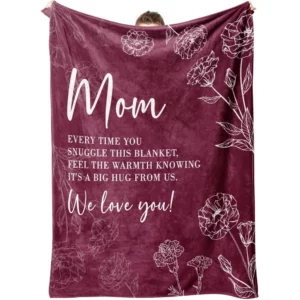 We Love You Mom Flannel Blanket Gifts For Mom Warm Air Conditioning Blanket Gift From Daughter or Son For Birthday Mother's Day - Image 5