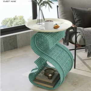 Innovative Metal Art Sofa Stand Minimalist S-Shaped Holder Family Space Coffee Desk with Storage Balcony Furniture - Image 4