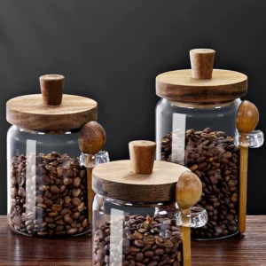 Coffee Bean Storage Jar Glass Sealed Jar with Spoon Storage Box Coffee Powder Storage Can Tea Can - Image 2