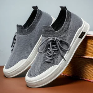Skate Shoes for Men Flat Mesh Breathable Summer Lace-up Comfortable Walking Shoes Outdoor Sports Trendy Sneakers for Man - Image 4