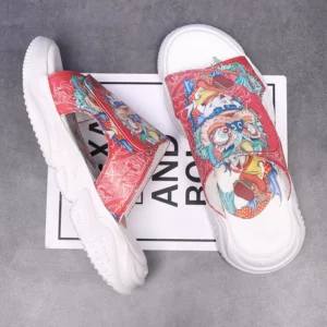 Chinese Style [Unicorn] Mythical Beast Picture Sandals Men's Slippers Velcro Bread Slippers Outdoor Wading Soft Soled Beach Shoes Boys Trbottomy Slippers - Image 2