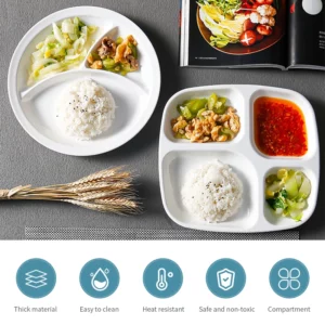 Food Dinner Plates Divided Dinner Tray Lunch Container Food Plate for School Canteen 3/4/7 Section Kitchen Compartment Plate - Image 3