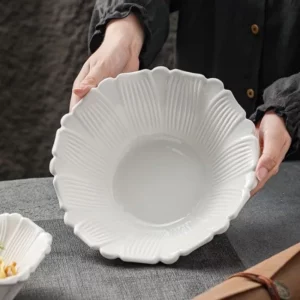 Creative White Tulip Bowl Fine Porcelain Ramen Soup Bowl Large Capacity Fruit Bowl Hotel Restaurant Kitchen Utensils Tableware - Image 4