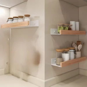 Bathroom Storage Shelves，Wooden bathroom Rack Wall-Mounted Punch-Free, Seasoning Board shower Storage Rack，bath shelf organizer - Image 5