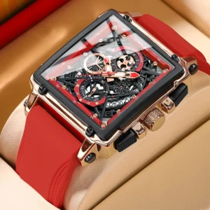 CRRJU Fashion Sports Watches with Large Dial Unique RectangularHollow Design Quartz Wristwatches with Chrongraph Auto Date - Image 1