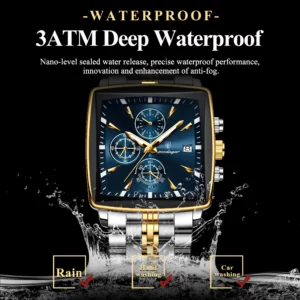 POEDAGAR Fashion Men Watch Luminous Waterproof Chronograph Date Man Wristwatch Square Stainless Steel Quartz Men's Watches Reloj - Image 3