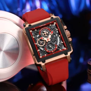 CRRJU Fashion Sports Watches with Large Dial Unique RectangularHollow Design Quartz Wristwatches with Chrongraph Auto Date - Image 6
