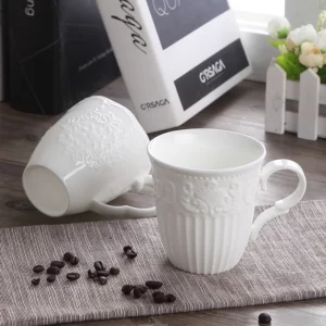 300ml, white embossed porcelain cute snow mugs, copo cafe nespresso cup, ceramic funny mugs christmas gift, taza para cafe cup - Image 3