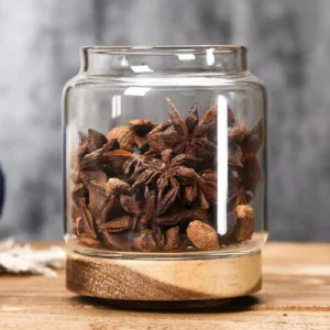 1 PC Small Glass Storage Jars with Airtight Lids, coffee container with Wooden Lid, Glass Pantry Canister for Beans, Rice,Sugar - Image 3