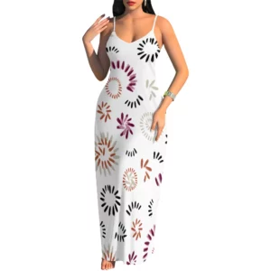Plus Size Sleeveless Long Dress for Women Summer Rose Print Elegant Holiday Beachwear Dress - Image 3