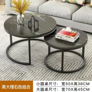 Light luxury minimalist coffee table size round combination stone pattern new small table round - Image 3