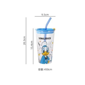 Disney Mickey Mouse Cartoon Printed Glass Straw Cup Fashionable High-Looking Student Dormitory Heat-Resistant Glass Cup - Image 5