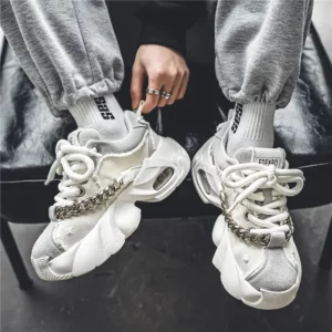 Fashion Blue Denim Casual Sneakers Men Original Designer Platform Shoes Men Increase Heel Hip Hop Chunky Sneakers Mens Trainers - Image 6