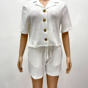 CM.YAYA Fashion Women's Set Short Sleeve Button Fly Shirt Top and Shorts 2025 Street Classic Two 2 Piece Sets Outfits Tracksuit - Image 5