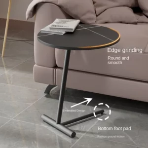 Simple Living Room Furniture Household Rock Plate Iron Art Small Tea Coffee Table Creative Bedroom Sofa Round Table Side Cabinet - Image 3