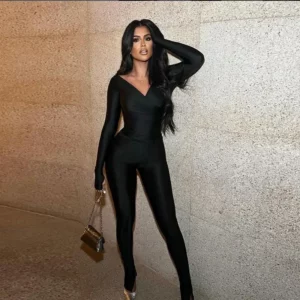 Casual Women Jumpsuit Slash Full Sleeve Slim Bodycon Solid Color Sporty Party Night Clubwear Romper Women Jumpsuit Overalls - Image 3