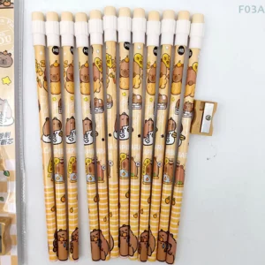 12pcs Cute Cartoon Capybara HB Pencils Stationery Set With Pencil Sharpener School Students Stationery Gift - Image 3