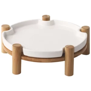 Nordic Creative Steak Plate Ceramic Dessert Cake Display Plate with Wooden Frame Family Party Barbecue Plate Kitchen Tableware - Image 6