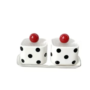 Black-and-white Polka-dot Ceramic Seasoning Jar Simple Household Salt Jar Seasoning Jar Storage Seasoning Box Kitchen Supplies - Image 6