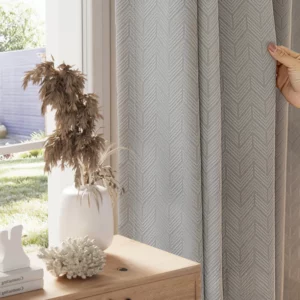 French Luxury Retro Chenille Herringbone Jacquard Light Gray Curtain Milky coffee Curtains for Living Dining Room Bedroom Custom - Image 7