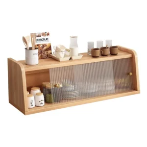 Minimalist modern Japanese style log style storage cabinet with a one letter cover at the entrance style bookshelf, cutlery box - Image 5