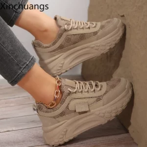 New Women's Causal Sneakers Woman Fashion Breathable Lace Up Sports Shoes Platform Walking Designer Shoes - Image 1