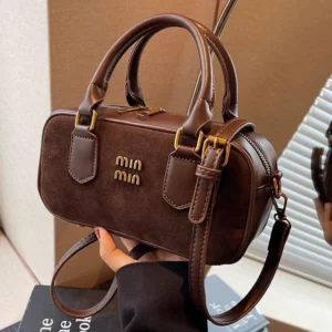 Texture Matte Frosted Bowling Bags Small Square Bag Women's Handbags Purses New Luxury Shoulder Crossbody Bags Mini Boston Packs - Image 3