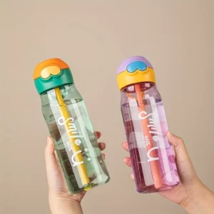 480ml Simple Plastic Transparent Water Cup,Portable Leakproof Anti-Drop Water Bottle,Suitable for Outdoor Camping, Ravel - Image 2