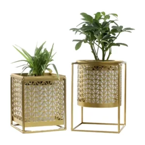 Limited Nordic Light Luxury Gold Hollowed Flower Pot Creative Fashion Balcony Plant Stand Simple Atmosphere Indoor Decor Shelf - Image 6