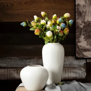 White Ceramic Vase Modern Minimalist Home Decoration Dry Flower Hydroponic Arrangement Vases Table Living Room Decor Jarron - Image 3