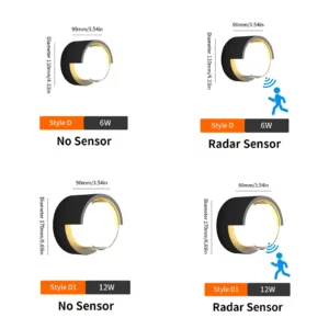 LED Wall Lamp Lighting Radar Motion Sensor AC85-265V 6/12W Warm White Cold White Suitable For Indoor Outdoor Home Decoration - Image 2
