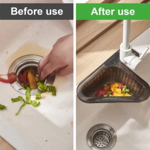 Kitchen Sink Filter Basket Corner Drain Strainer Basket Triangular Sink Storage Multi-Functional Hanging Filtering Draining Rack - Image 4