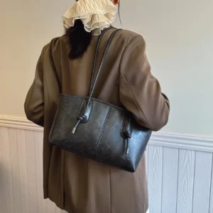 Solid Color PU Leather Tote Bags for Women 2025 Fashion Female Shoulder Bag High-quality Purses and Handbags Designer Sac A Main - Image 3