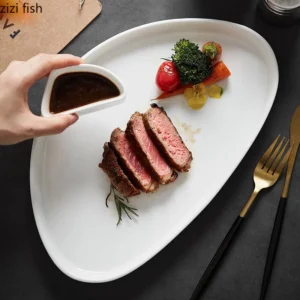 Ceramic Dinner Plate Restaurant Steak Plates Pasta Plates Vegetable Salad Plates Dessert Dish Household Solid Color Tableware - Image 3