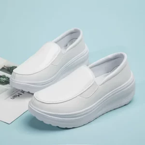 Spring Genuine Leather Soft Outsole Work Shoes Female Black Swing Shoes Woman Plus Size Wedges Single Shoes Zapatillas - Image 2