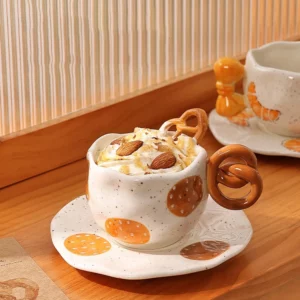 Ceramic Mug Girl High Beauty Couple Water Cups High-End Exquisite Latte Coffee Cup with Plate Set Creative Gifts for Friends - Image 2