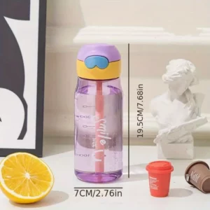 480ml Simple Plastic Transparent Water Cup,Portable Leakproof Anti-Drop Water Bottle,Suitable for Outdoor Camping, Ravel - Image 3